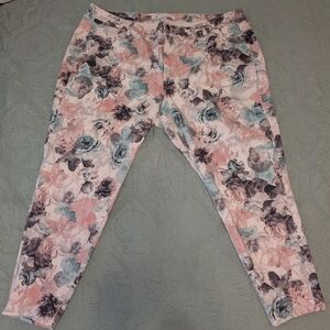 Lane Bryant Floral Pants in Pink and Gray